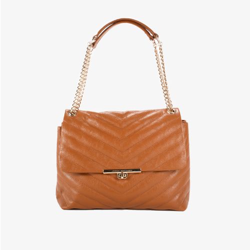 Bolsa De Ombro Caramelo Anis Matelassê Couro