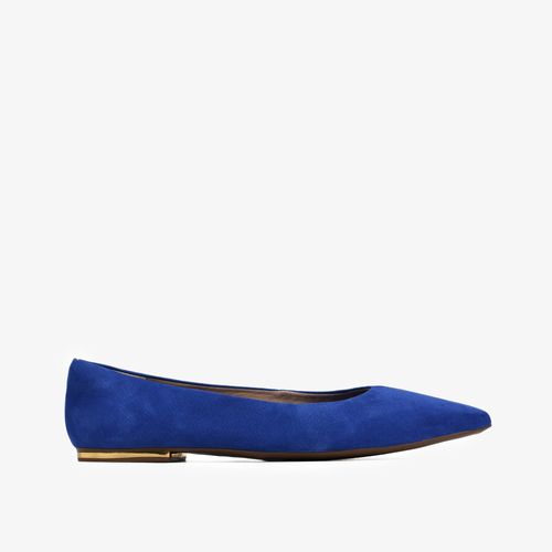 Sapatilha Azul Cobalto Bico Fino Couro