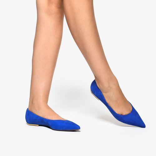 Sapatilha Azul Cobalto Bico Fino Couro