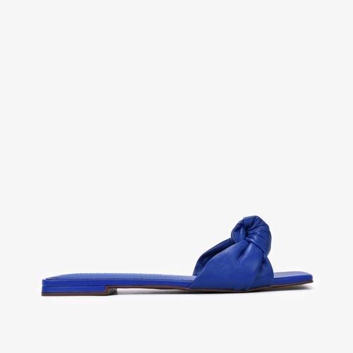 Rasteira Azul Cobalto Laço Couro