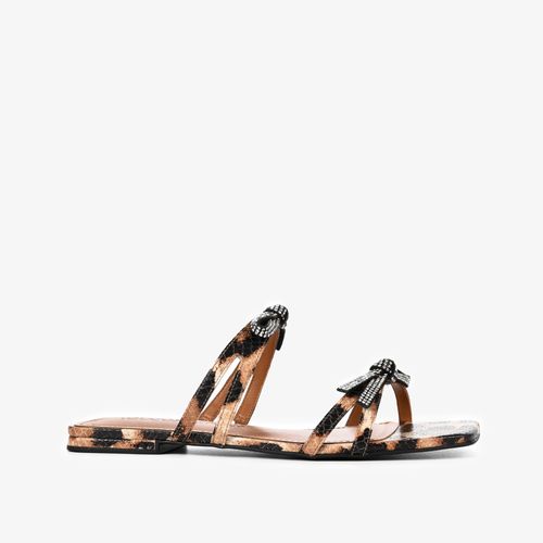 Slide Animal Print Onça Couro Texturizado