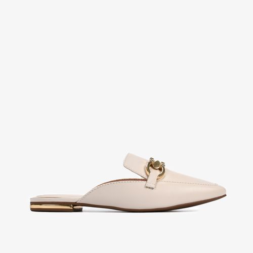 Mule Off White Bridão Dourado Couro