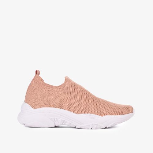 Tênis Rosa Solado Branco Knit