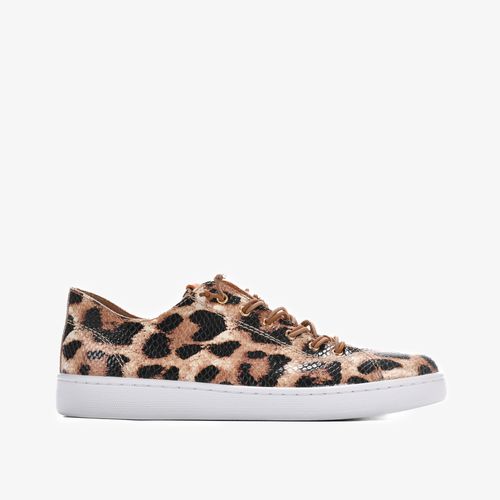 Tênis Animal Print Onça Couro Texturizado
