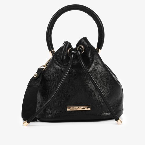 Bolsa Saco Preta Gorgorão Couro Macio