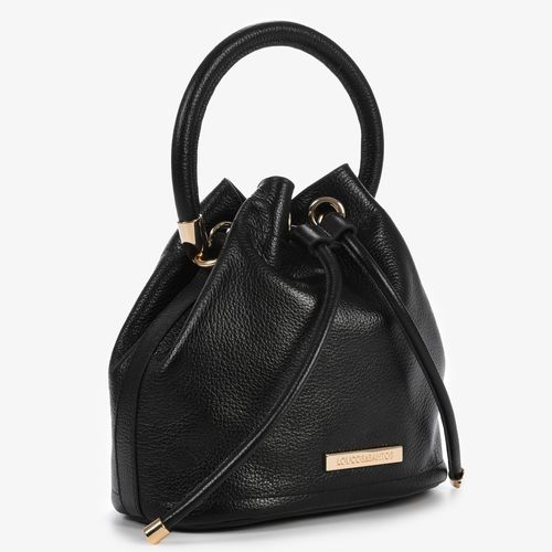 Bolsa Saco Preta Gorgorão Couro Macio