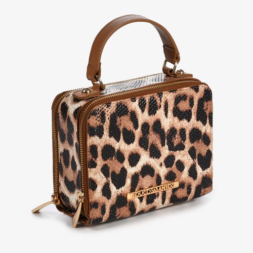 Bolsa Transversal Onça Animal Print Couro