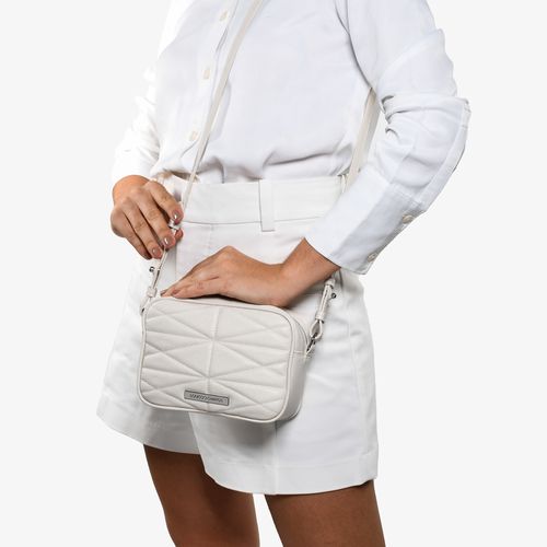 Bolsa Transversal Branco Off White Couro Brilhoso