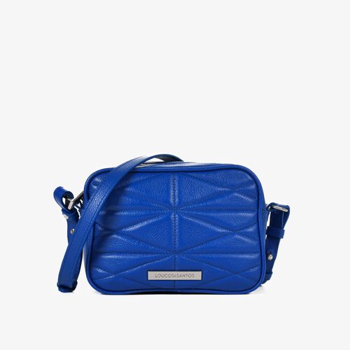 Bolsa Transversal  Azul Cobalto Couro Brilhoso