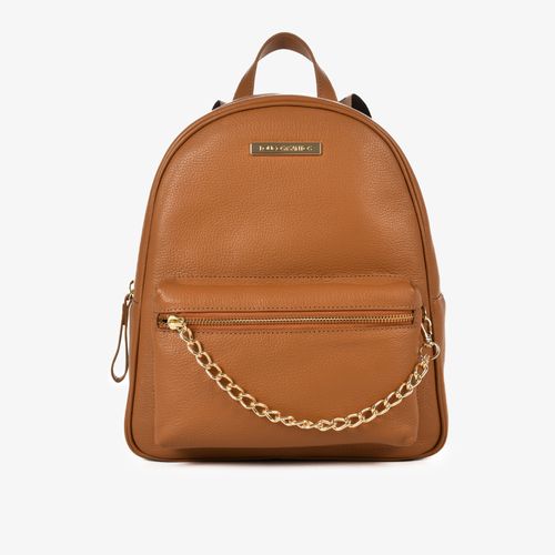 Mochila Caramelo Castor Corrente Couro