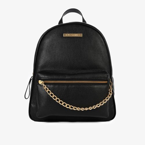 Mochila Preto Corrente Couro