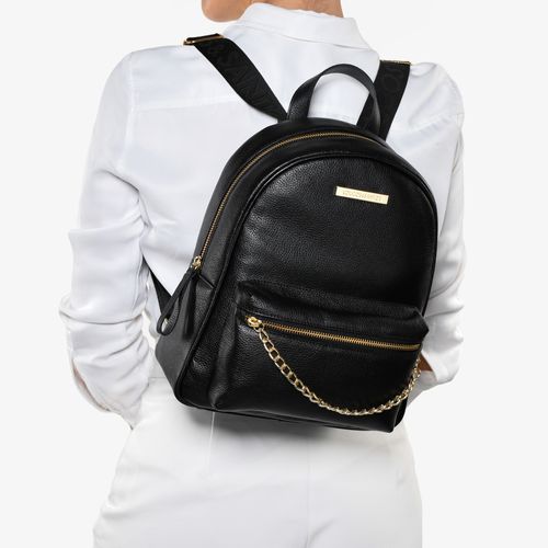 Mochila Preto Corrente Couro