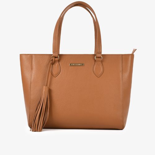 Bolsa Shopping Grande Caramelo Castor Couro