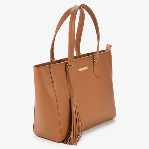 Bolsa Shopping Grande Caramelo Castor Couro