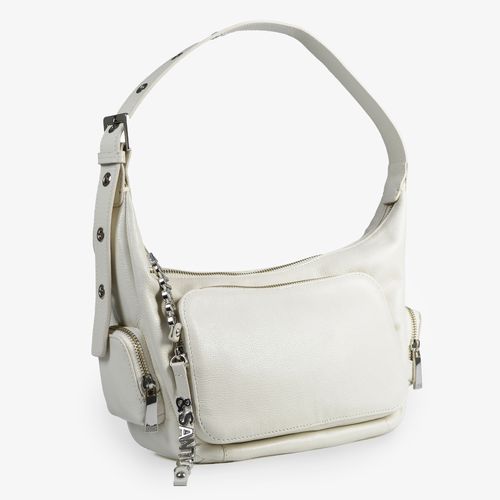 Bolsa Hobo Branco Off White Couro