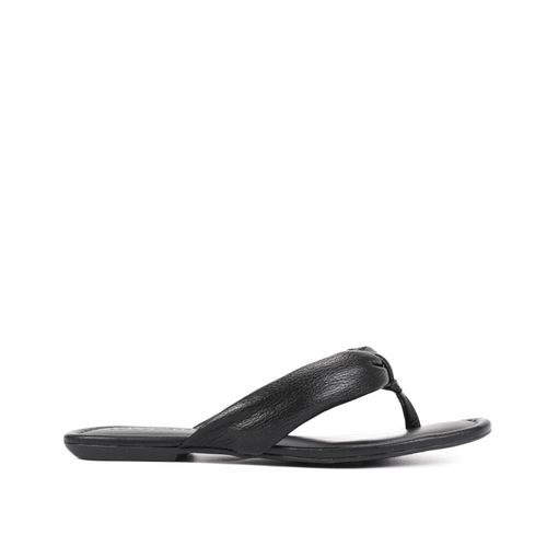 Rasteira Comfy Preta Couro