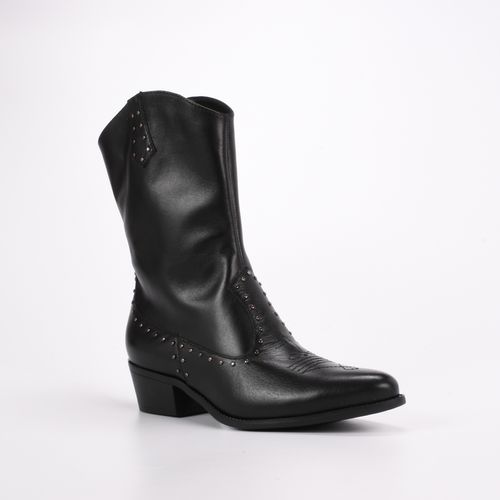 Bota Western Preto Tachas Couro