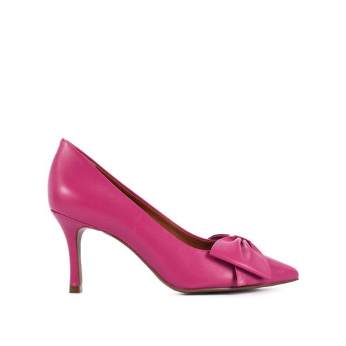 Scarpin Rosa Laço Couro