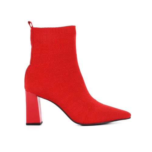 Bota Vermelho Salto Flare Knit