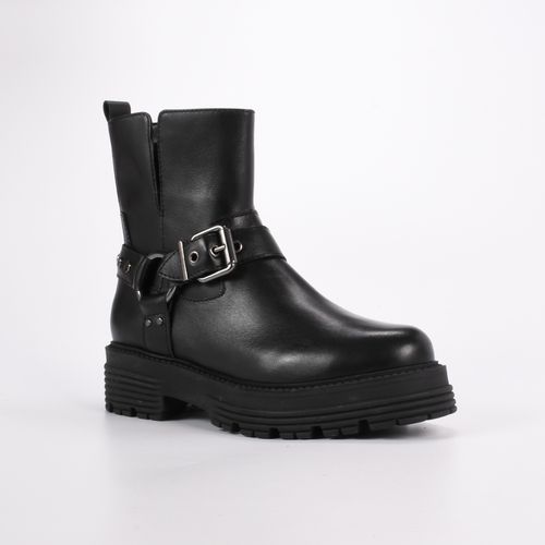 Bota Biker Preta Fivelas Couro