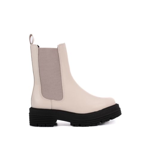 Bota Off White Elástico Couro