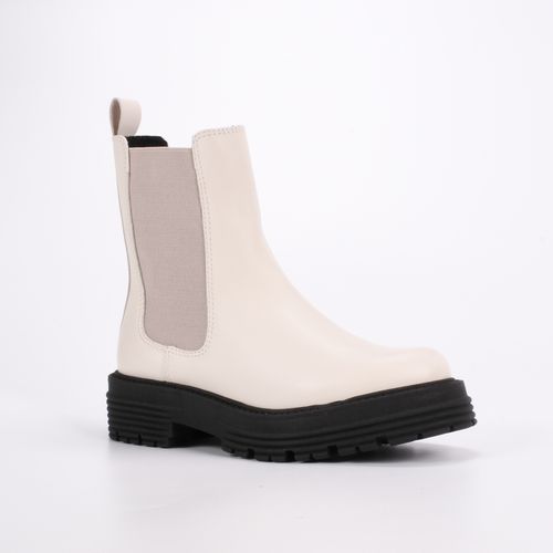 Bota Off White Elástico Couro