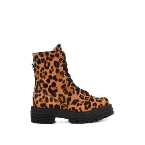 Bota Coturno Animal Print Couro