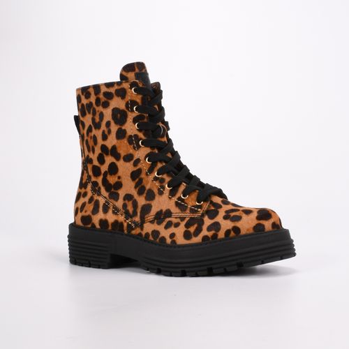 Bota Coturno Animal Print Couro