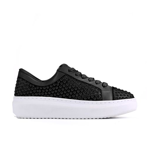Tênis Flatform Preto Hotfix Camurça