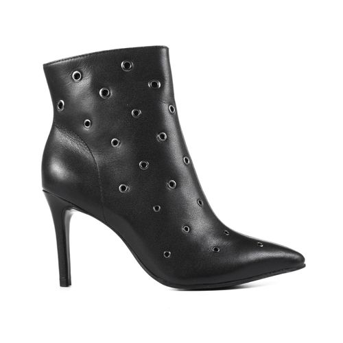 Bota Cano Curto Preto Ilhóses Salto Alto Fino