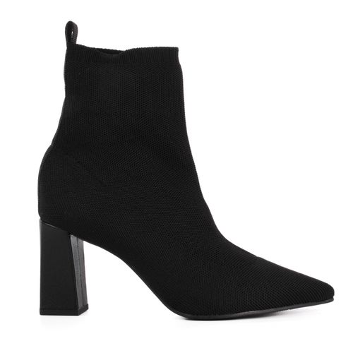 Bota Preta Salto Flare Knit