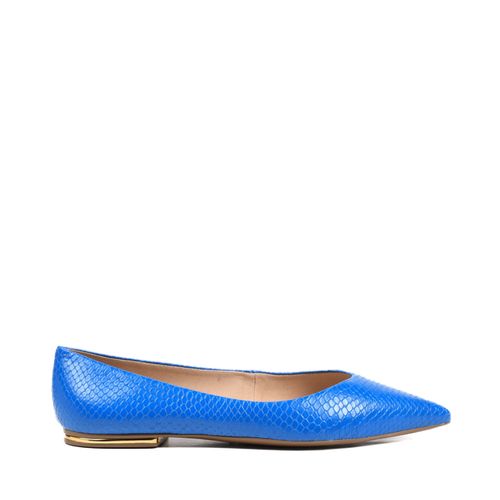 Sapatilha Azul Bico Fino Couro