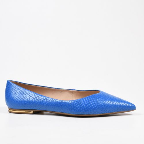 Sapatilha Azul Bico Fino Couro