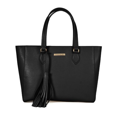 Bolsa Shopping Grande Preta Couro