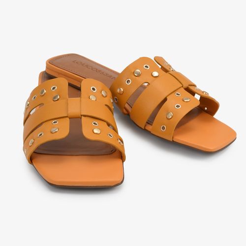 Rasteira Amarelo Honey Tiras Couro