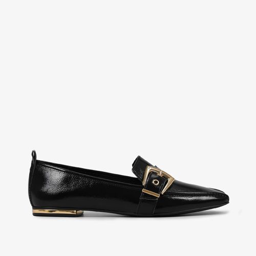 Loafer Preto Fivela Couro Brilhoso