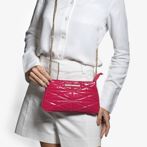 Bolsa Transversal Rosa Pink Couro