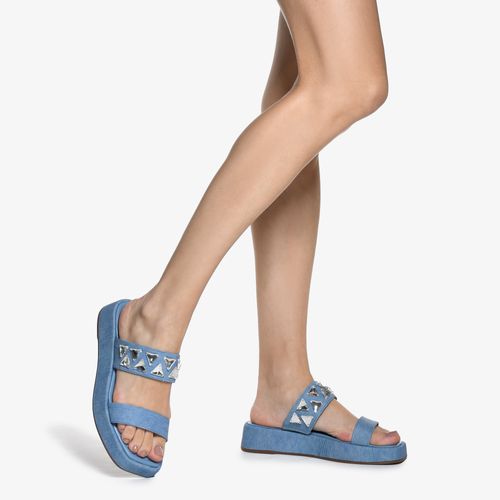 Tamanco Azul Jeans Maré Couro