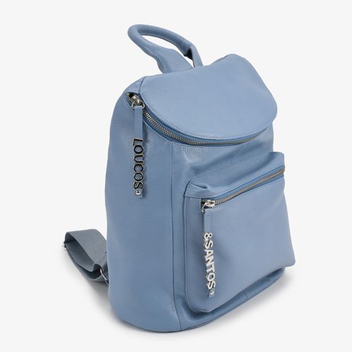Mochila Azul Jeans Maré Couro Bag Charm