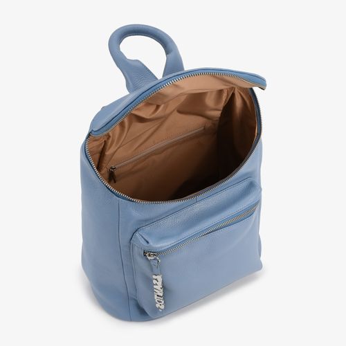 Mochila Azul Jeans Maré Couro Bag Charm