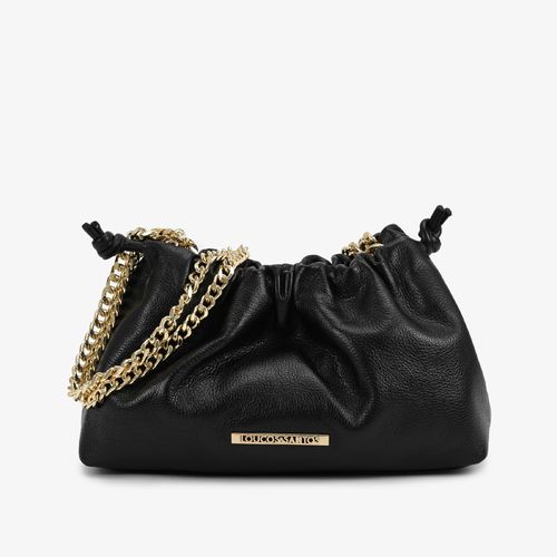 Clutch Preto Corrente Couro Macio