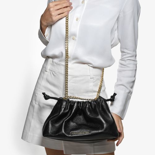 Clutch Preto Corrente Couro Macio