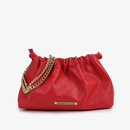 Clutch Vermelho Corrente Couro Macio