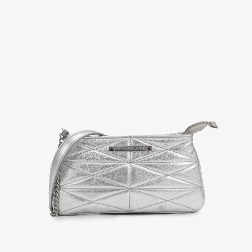 Bolsa Transversal Prata Couro