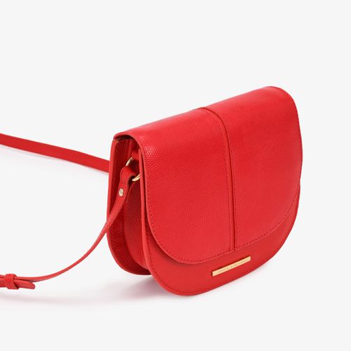 Bolsa Transversal Vermelho Couro Texturizado Brilhoso
