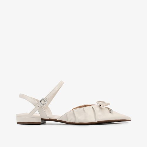 Slingback Off White Laço Couro