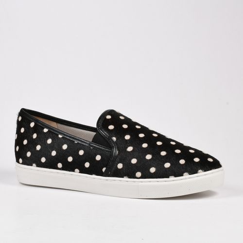 Tênis Slip On P&b Estampa Poá Couro