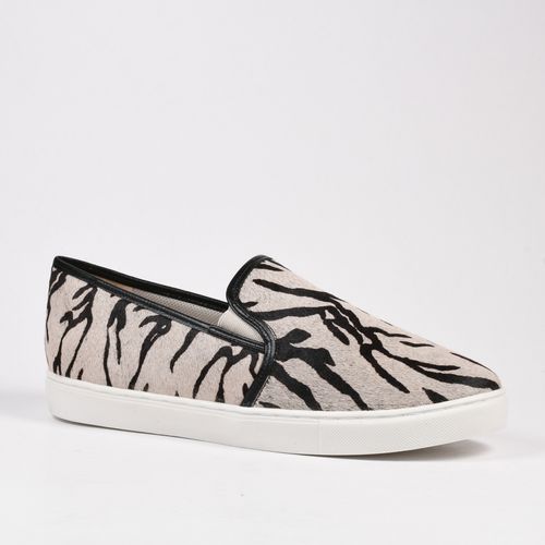 Tênis Slip On Animal Print Zebra Couro