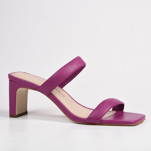 Tamanco Rosa Tiras Couro