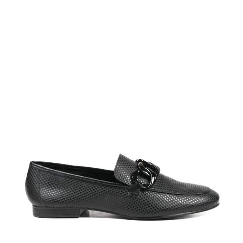 Loafer Preto Corrente Couro